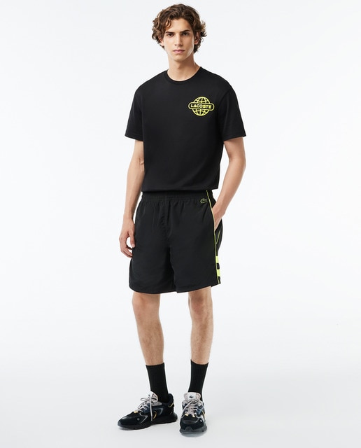 Relaxed fit recycled fibre shorts with embroidery