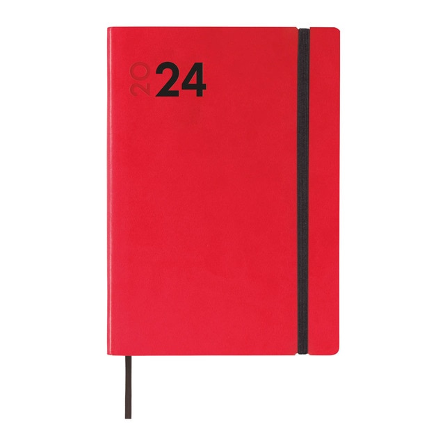 Agenda encuadernada año 2024 Dynamic Mara Y10 - 140x204 1 día página Finocam rojo multilingüe.