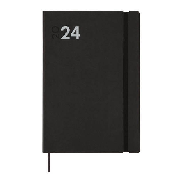 Agenda encuadernada año 2024 Dynamic Mara Y11 - 165x240 1 día página Finocam negro multilingüe.
