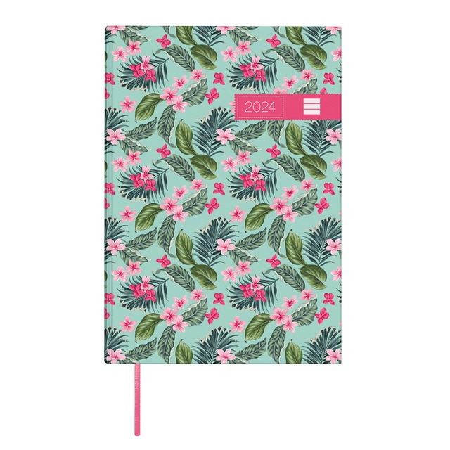 Agenda encuadernada año 2024 Dynamic Porto Design Y10 - 140x204 1 día página Tropical Finocam multicolor multilingüe.