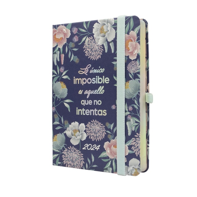 Agenda encuadernada año 2024 Mínimal Design M4 - 118 x 168 1 día página Imposible Finocam multicolor multilingüe.