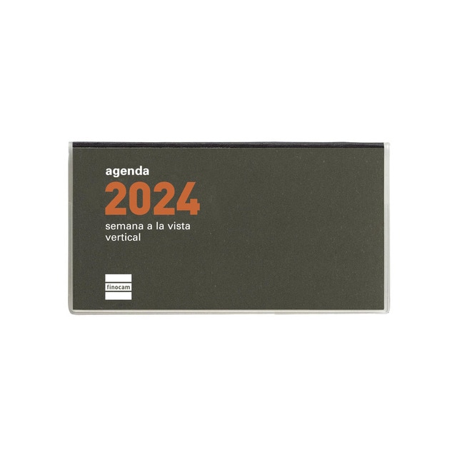 Agenda año 2024 Plana Min PL1 - 64x118 semana vista vertical Finocam gris.