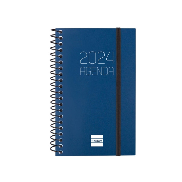 Agenda año 2024 Espiral Opaque E3 - 79x127 semana vista horizontal Finocam azul.