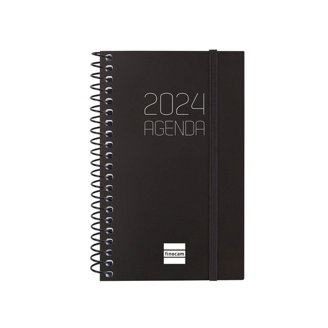 Agenda año 2024 Espiral Opaque E3 - 79x127 semana vista horizontal Finocam negro.