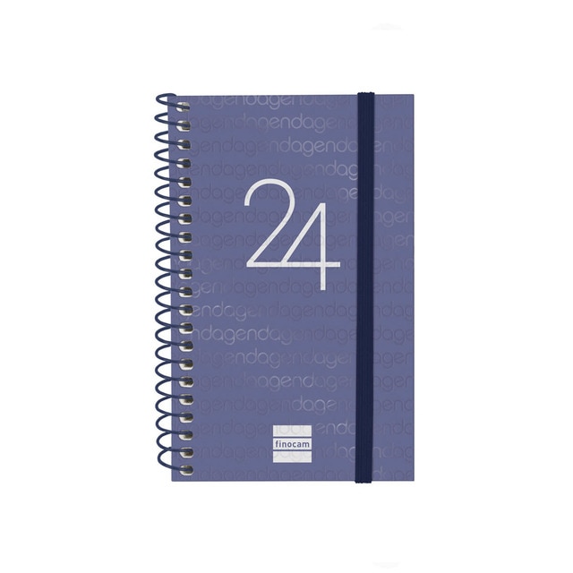 Agenda año 2024 Espiral Year E3 - 79x127 semana vista horizontal Finocam azul.