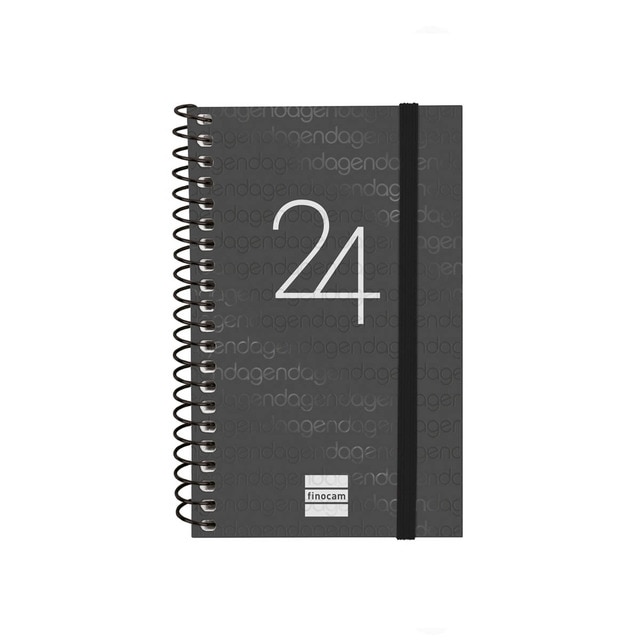 Agenda año 2024 Espiral Year E3 - 79x127 semana vista horizontal Finocam negro.