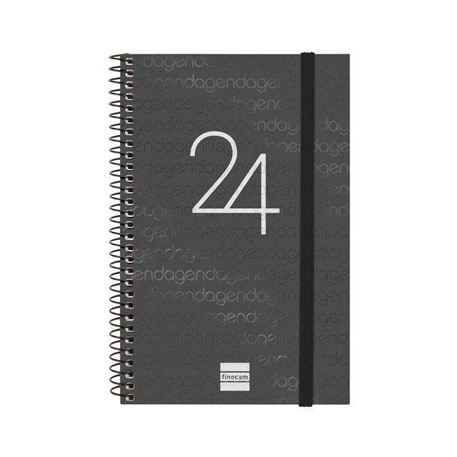 Agenda año 2024 Espiral Year E5 - 117x181 semana vista horizontal Finocam negro.