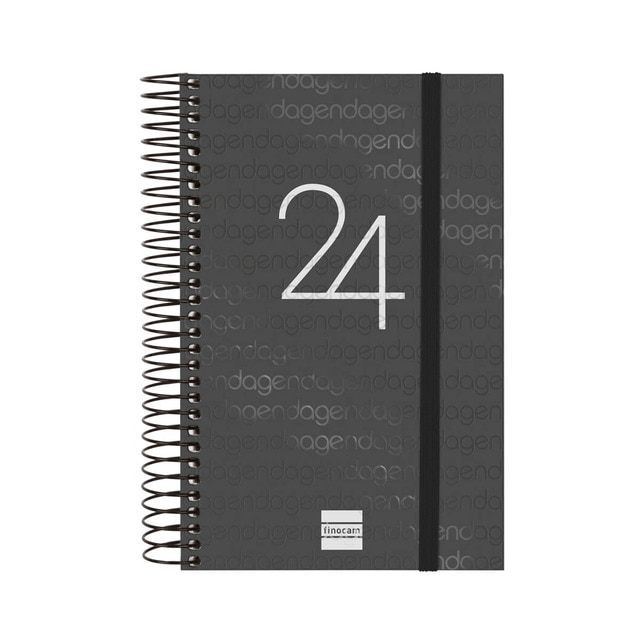 Agenda año 2024 Espiral Year E5 - 117x181 1 día página Finocam negro.