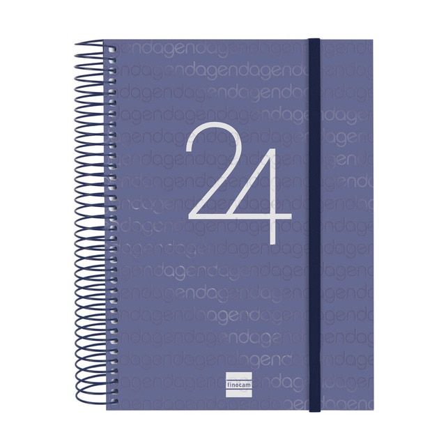 Agenda año 2024 Espiral Year E10 - 155x212 1 día página Finocam azul.
