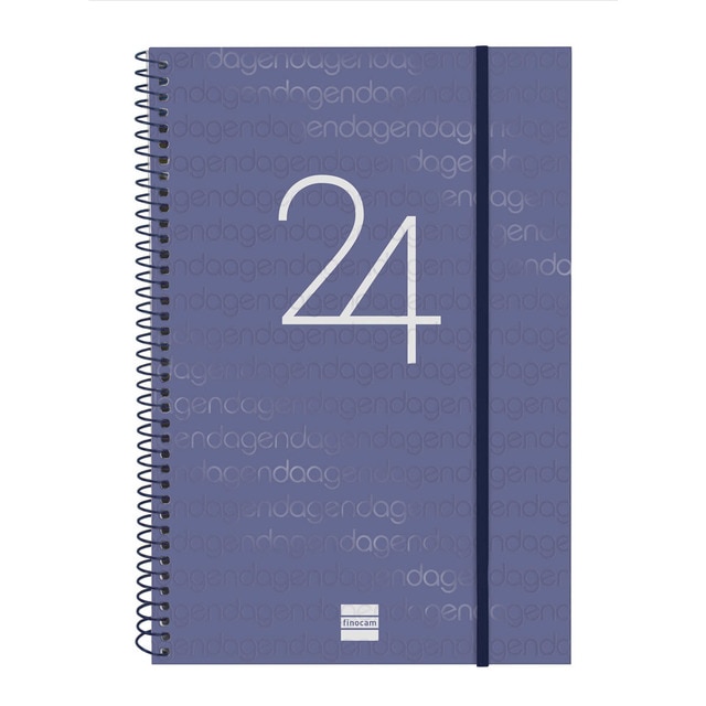 Agenda año 2024 Espiral Year E11 - 165x242 semana vista vertical Finocam azul.