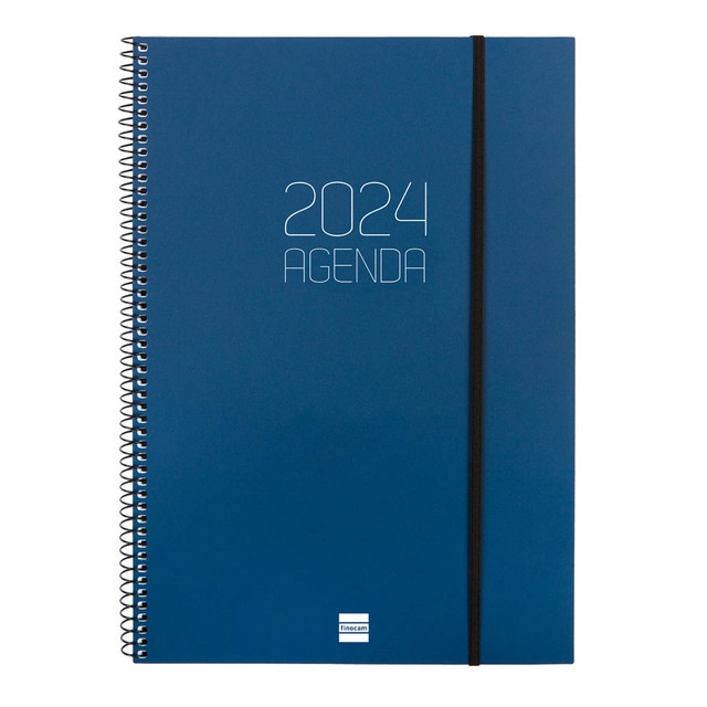 Agenda año 2024 Espiral Opaque E40 - 210x297 semana vista horizontal Finocam azul catalán.