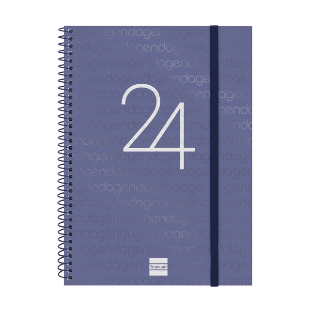 Agenda año 2024 Espiral Year E10 - 155x212 semana vista horizontal Finocam azul catalán.