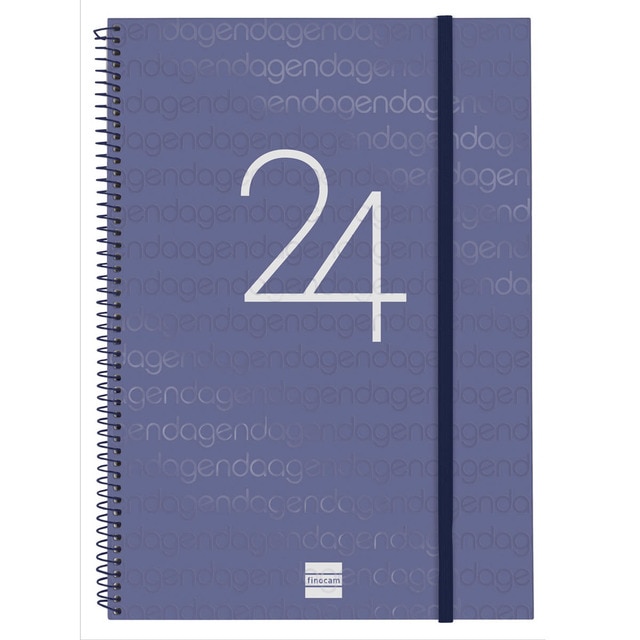 Agenda año 2024 Espiral Year E40 - 210x297 semana vista vertical Finocam azul catalán.