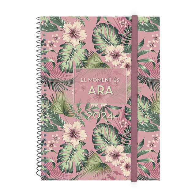 Agenda año 2024 Espiral Design Collection E10 - 155x212 semana vista horizontal Ahora Finocam multicolor catalán multilingüe.