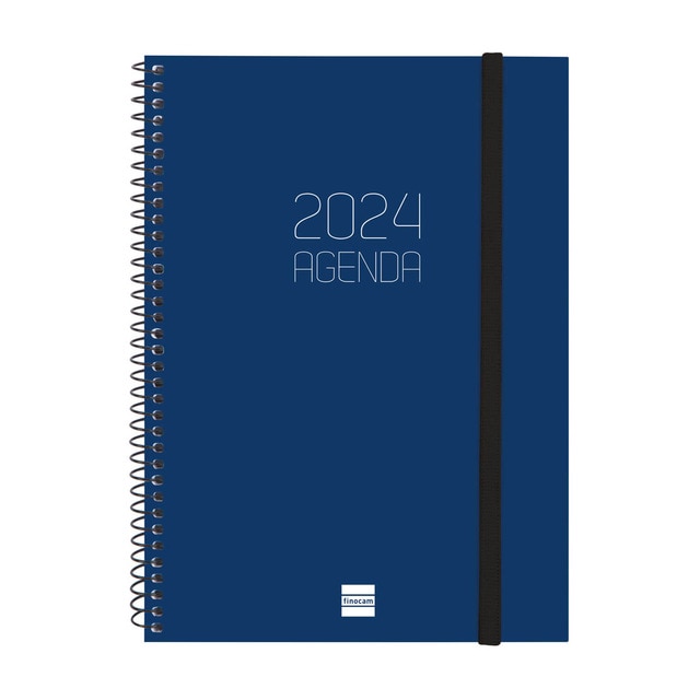 Agenda año 2024 Espiral Beta E10 - 155x212 semana vista horizontal Finocam azul portugués.