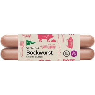 EL CORTE INGLES salchichas Bockwurst cocidas de cerdo y pollo sabor ahumado pack 2 x 150 g envase 300 g sin gluten sin lactosa