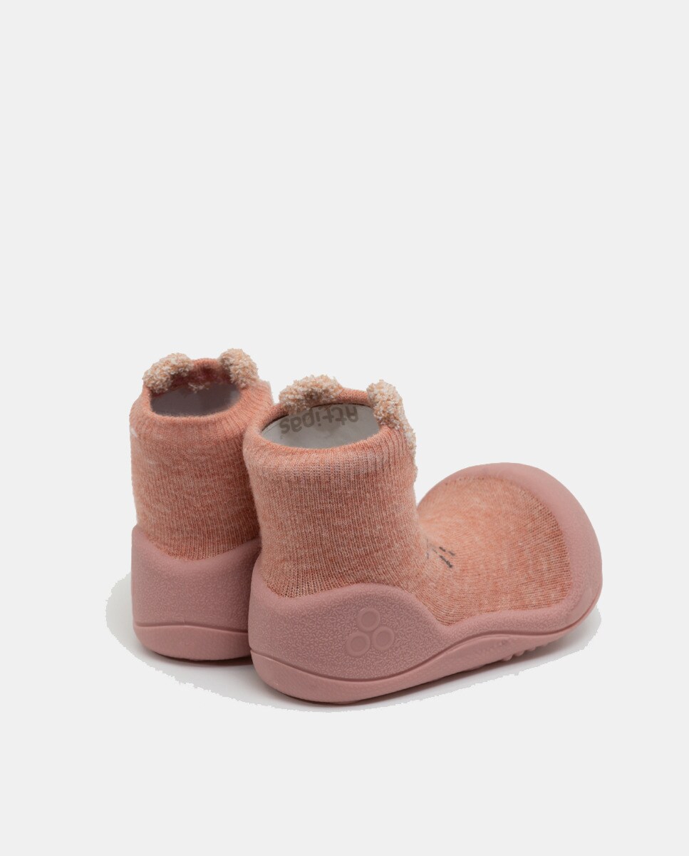 Pantufas de Bebé com Desenho de Coelho e em Algodão Attipas Rosa-3