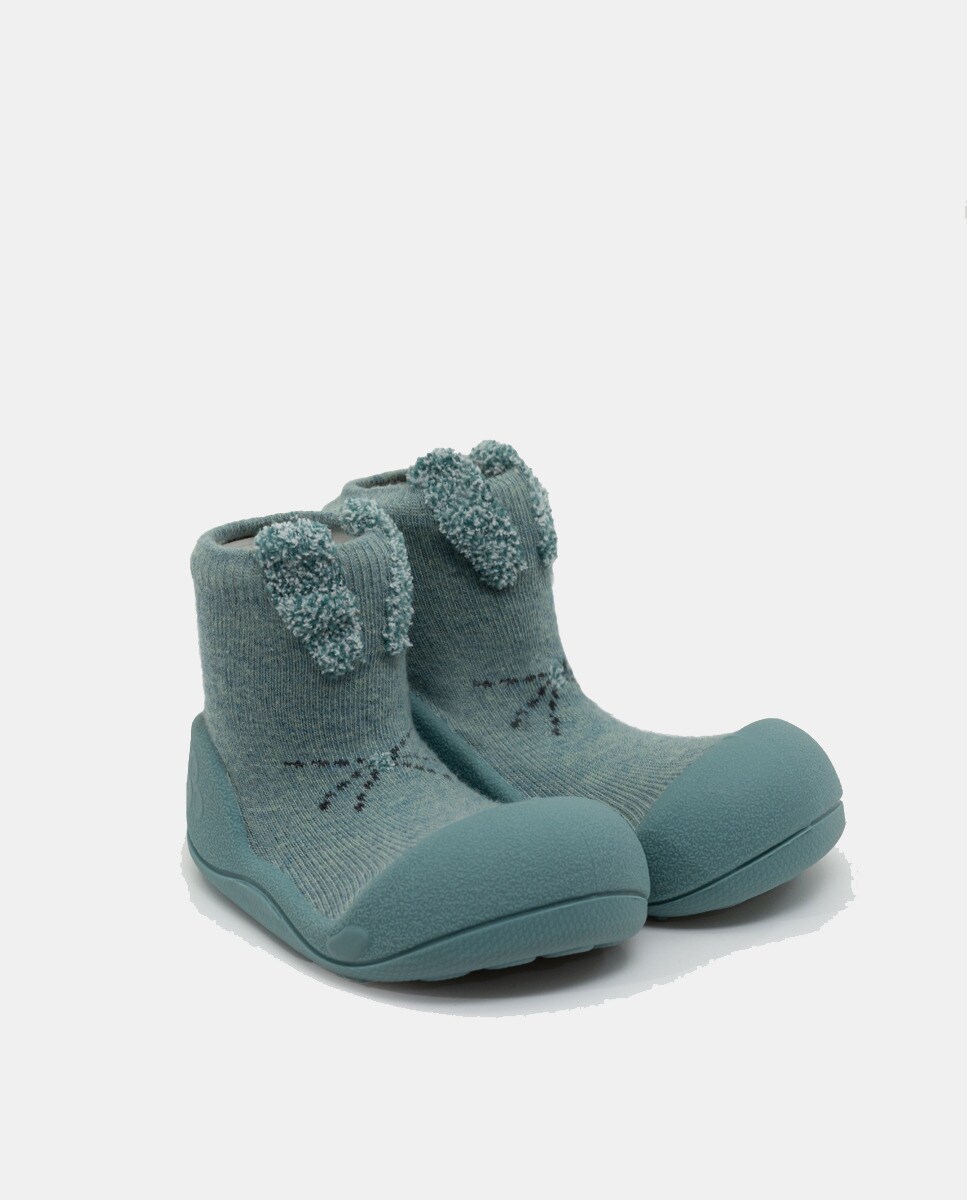 Pantufas de Bebé com Desenho de Coelho e em Algodão Attipas Azul-2