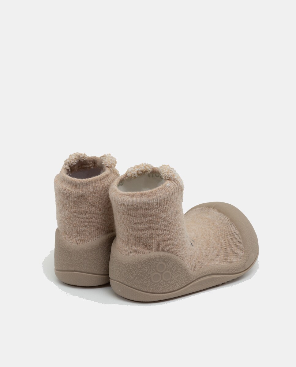 Pantufas de Bebé com Desenho de Coelho e em Algodão Attipas Bege-3