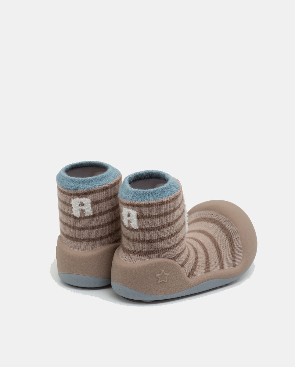 Pantufas de Bebé com Desenho de Coelho em Vigoré e em Algodão Attipas Cinzento-3