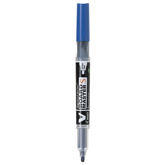 Rotulador para pizarra blanca recargable de punta fina W-Board Master S Pilot azul.