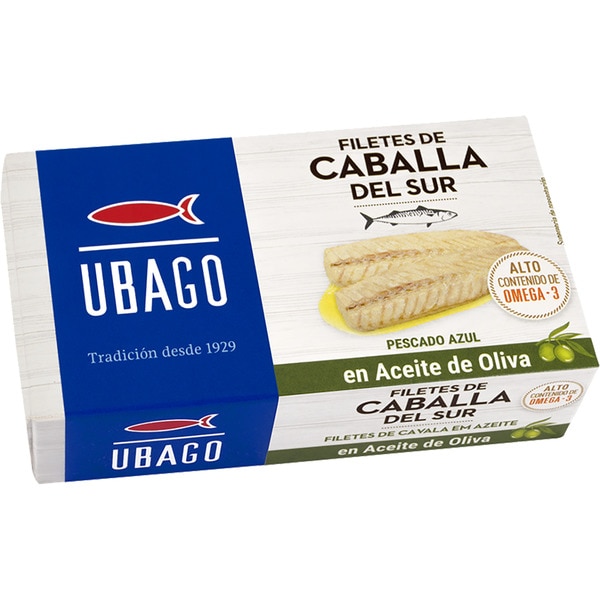 filetes de caballa del sur en aceite de oliva lata 85 g neto escurrido
