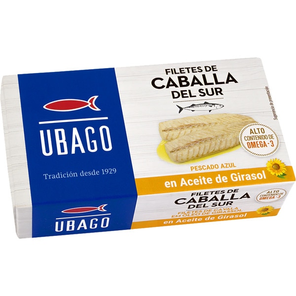filetes de caballa del sur en aceite de girasol lata 65 g neto escurrido