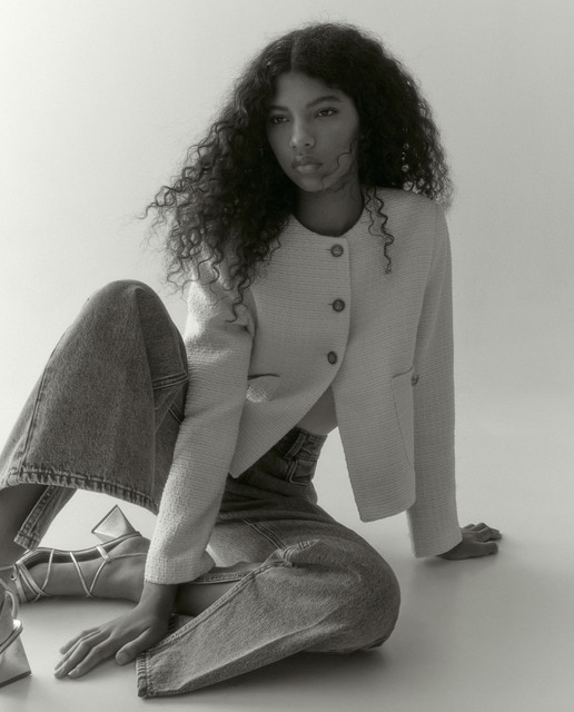 Chaqueta de mujer cuello redondo