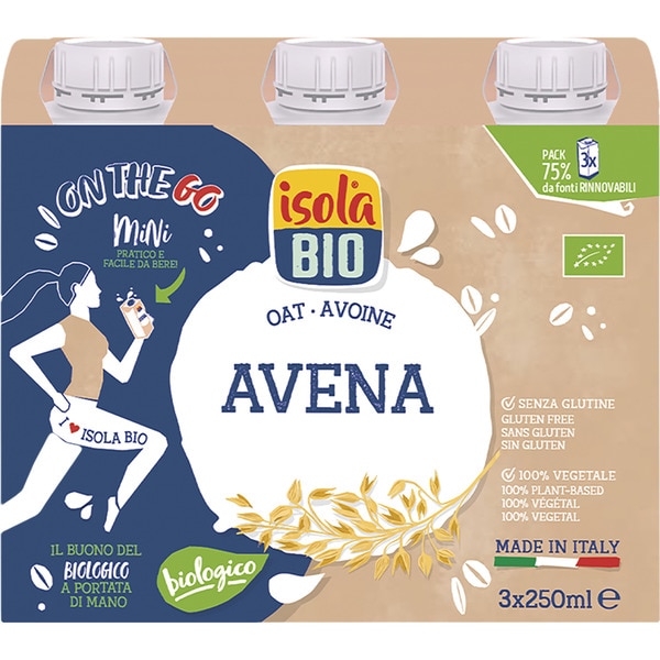 ISOLA BIO mini bebida de avena ecológica pack 3 briks 250 ml