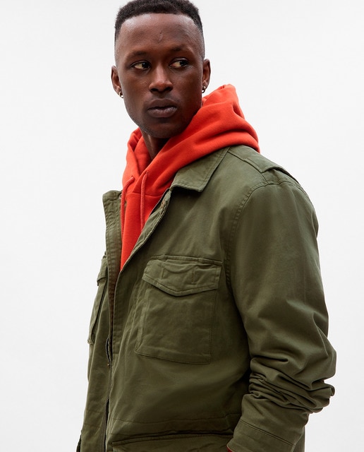 Chaqueta utilitaria hombre de algodón suave y elástico