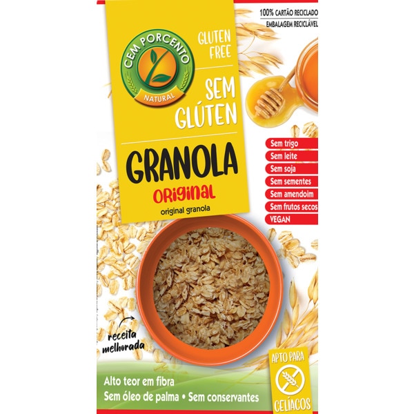 Granola Original sem Glúten embalagem 300 g · Cem Porcento