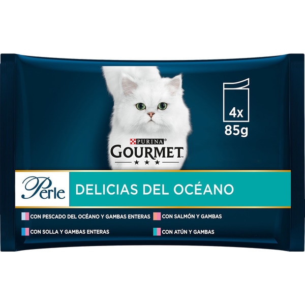 Perle comida húmeda para gatos Delicias del Océano 4 bolsas 85 g