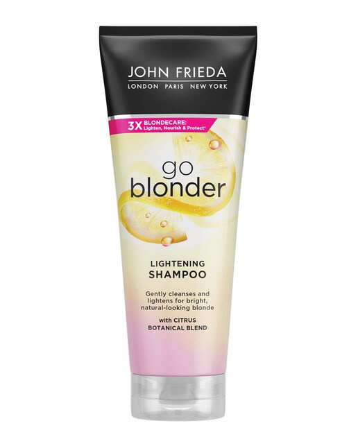 Champú aclarante Go Blonder con mezcla botánica cítrica para cabellos rubios 250 ml John Frieda