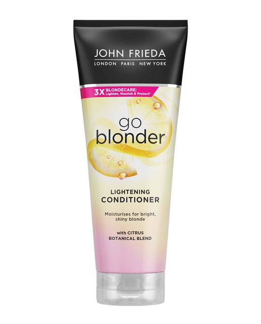 Acondicionador aclarante Go Blonder con mezcla botánica cítrica para cabellos rubios 250 ml John Frieda