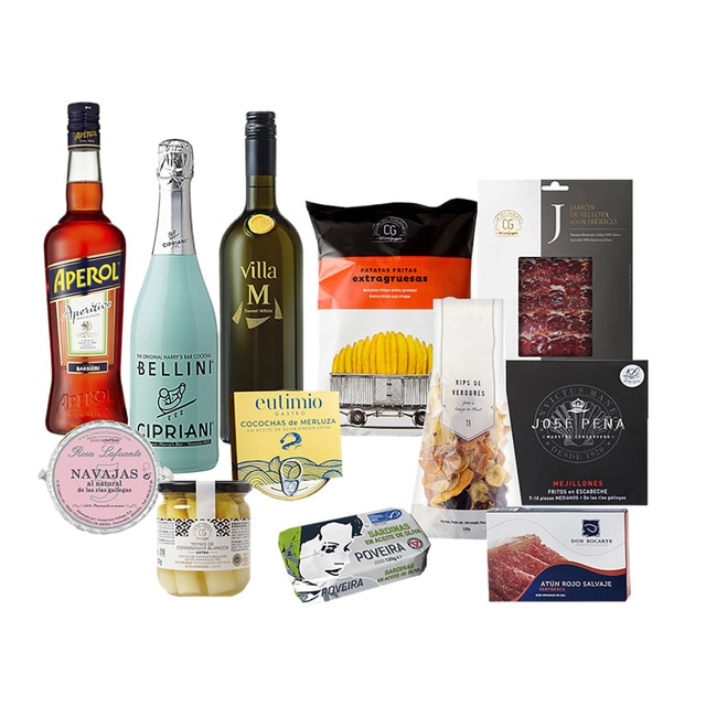 CAJA VERANO GOURMAND - Cocktail Bellini con aperitivos y jamón ibérico