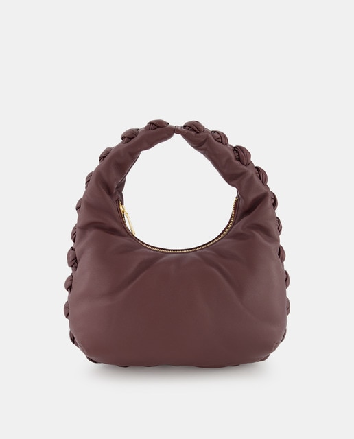 Hobo de piel en burdeos con cremallera