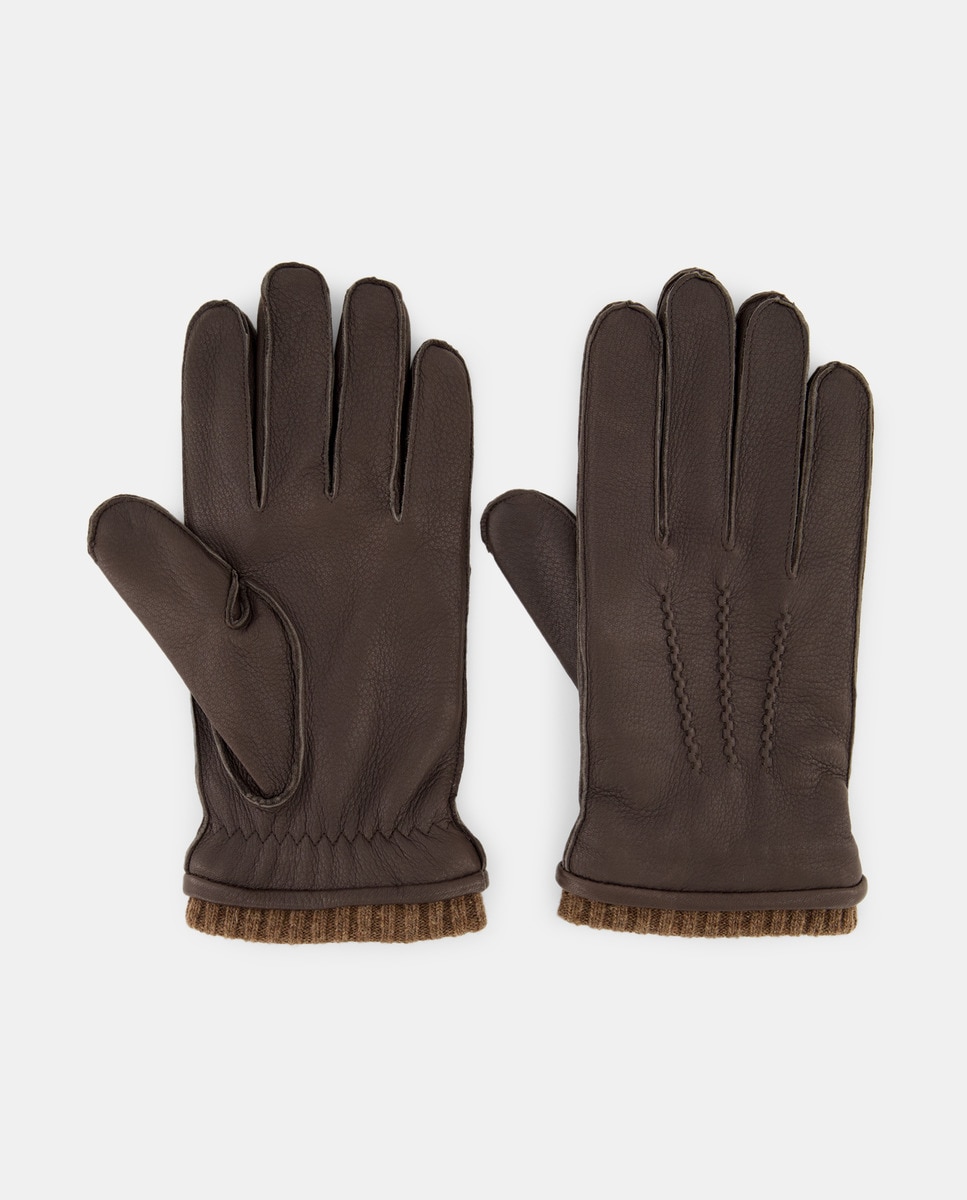 Emidio Tucci - Guantes hombre ciervo con puño en lana y forro thinsulate.