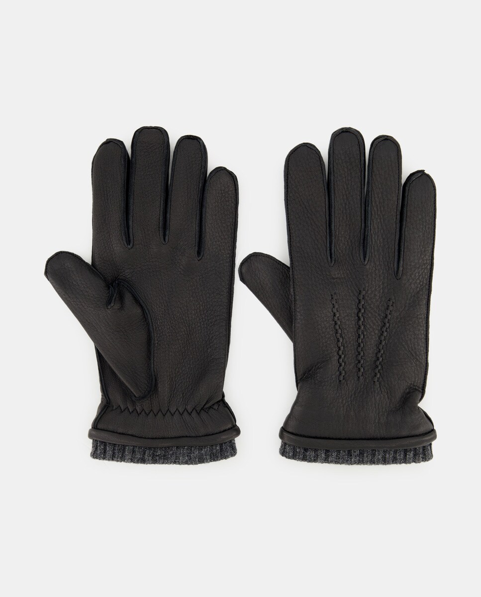 Emidio Tucci - Guantes hombre ciervo con puño en lana y forro thinsulate.