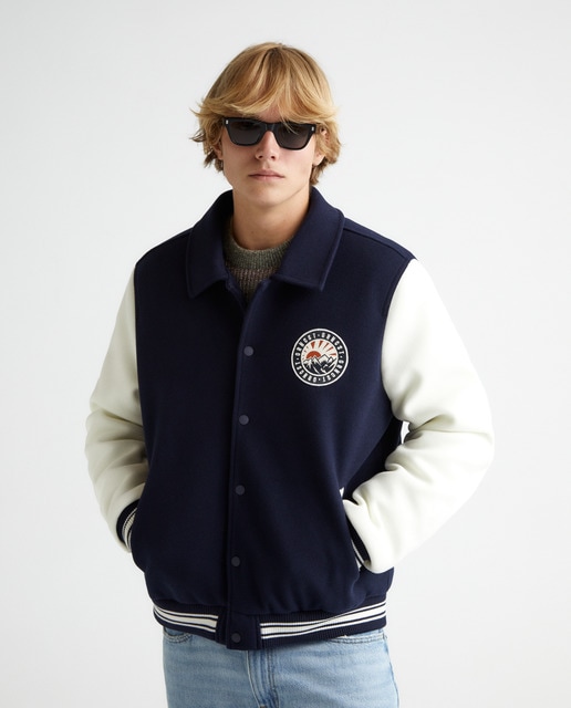 Cazadora varsity de paño regular fit de hombre