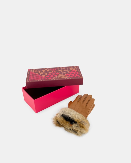 Guantes pespuntes pelo con caja Navidad