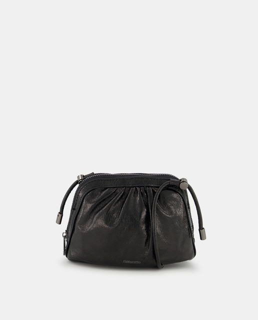 Bandolera mini en negro con cierre cremallera