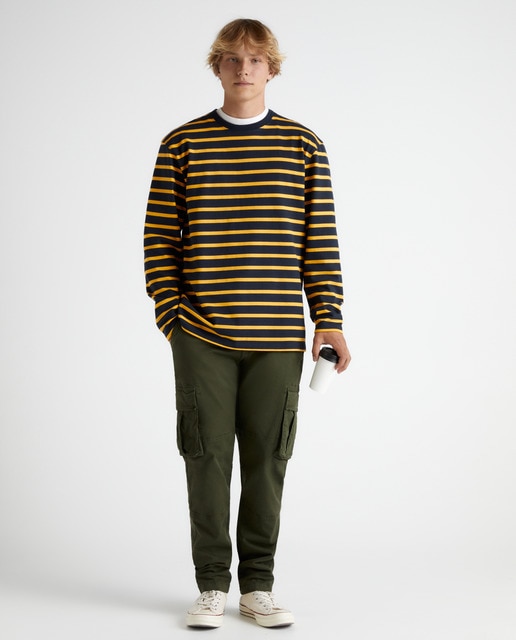 Pantalón de hombre multibolsillos de algodón elástico tipo slim fit