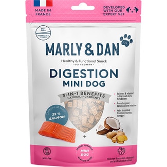 MARLY&DAN snacks para perros minis Digestion con salmón y batata Grain Free envase 50 g