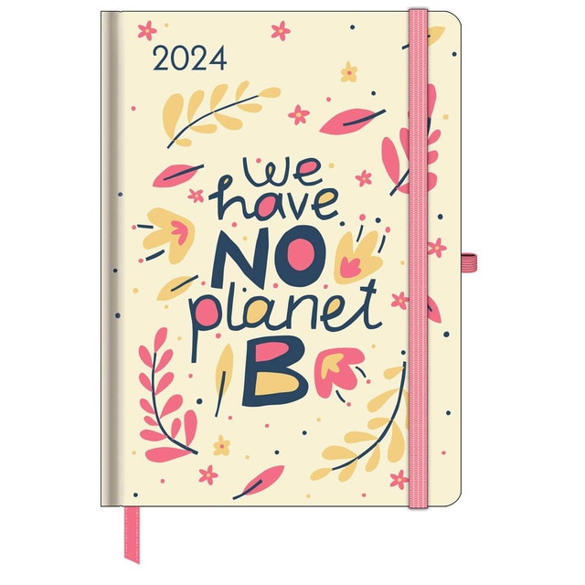 Agenda tapa dura 2024 Green Vibes 16x22 semana vista Teneues azul multilingüe.