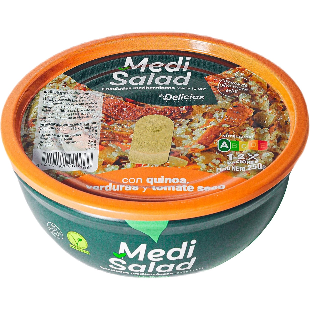 Ensalada de quinoa, verduras y tomate seco lata 250 g · DELICIAS