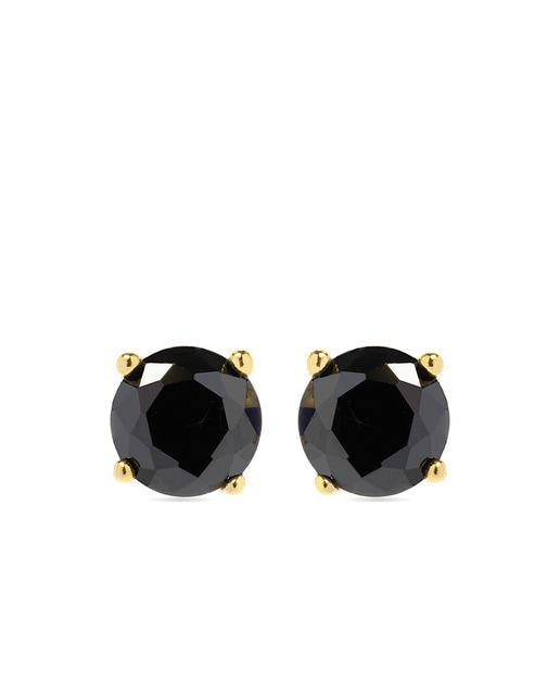 Pendientes otieno de plata de ley 925 y circonita onix con acabado en baño de oro amarillo de 18 quilates