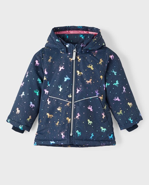 Parka acolchada de niña con capucha desmontable
