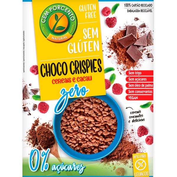 Cereais Choco Zero sem Glúten embalagem 250 g · Cem Porcento