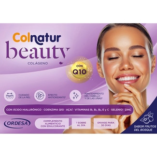 COLNATUR Beauty Nahrungsergänzungsmittel aus Kollagen mit Hyaluronsäure und Antioxidantien Box 30 Tütchen pflegt Haut, Haare und Nägel