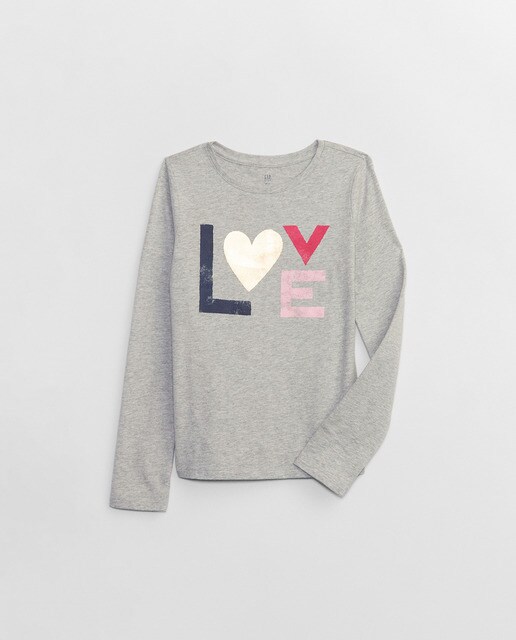 Camiseta de niña con manga larga y print delantero